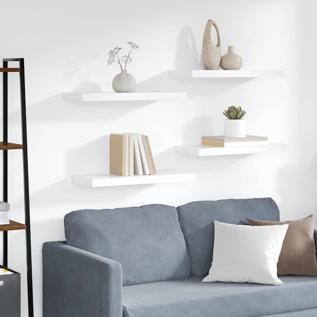 vidaXL Ράφια Τοίχου 4 τεμ. Άσπρα 60x23,5x3,8 εκ. MDF