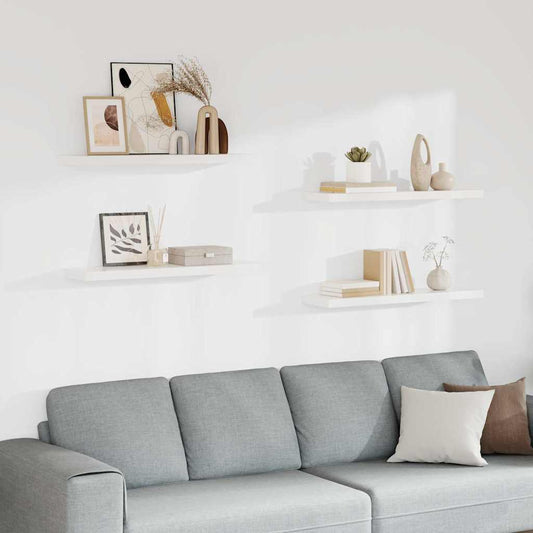 vidaXL Ράφια Τοίχου 4 τεμ. Άσπρα 90x23,5x3,8 εκ. MDF