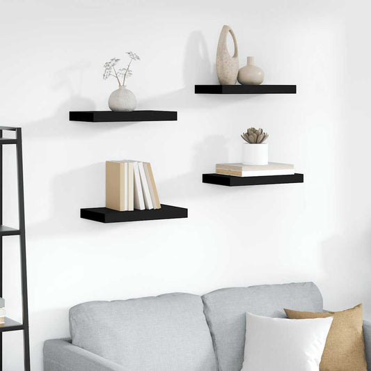 vidaXL Ράφια Τοίχου 4 τεμ. Μαύρα 40x23,5x3,8 εκ. MDF