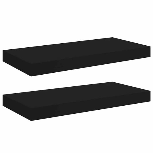 vidaXL Ράφια Τοίχου 2 τεμ. Μαύρα 50x23,5x3,8 εκ. MDF