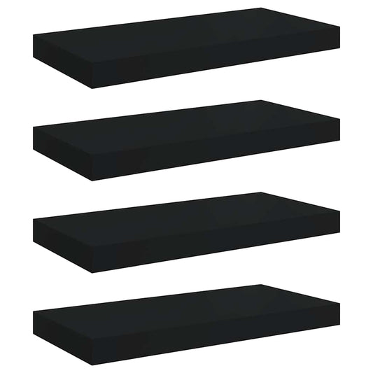 vidaXL Ράφια Τοίχου 4 τεμ. Μαύρα 50x23,5x3,8 εκ. MDF