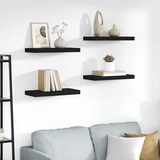 vidaXL Ράφια Τοίχου 4 τεμ. Μαύρα 50x23,5x3,8 εκ. MDF