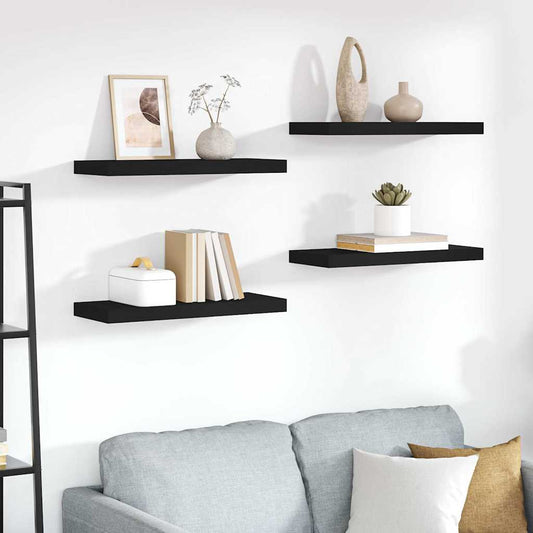 vidaXL Ράφια Τοίχου 4 τεμ. Μαύρα 60x23,5x3,8 εκ. MDF