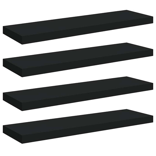 vidaXL Ράφια Τοίχου 4 τεμ. Μαύρα 80x23,5x3,8 εκ. MDF