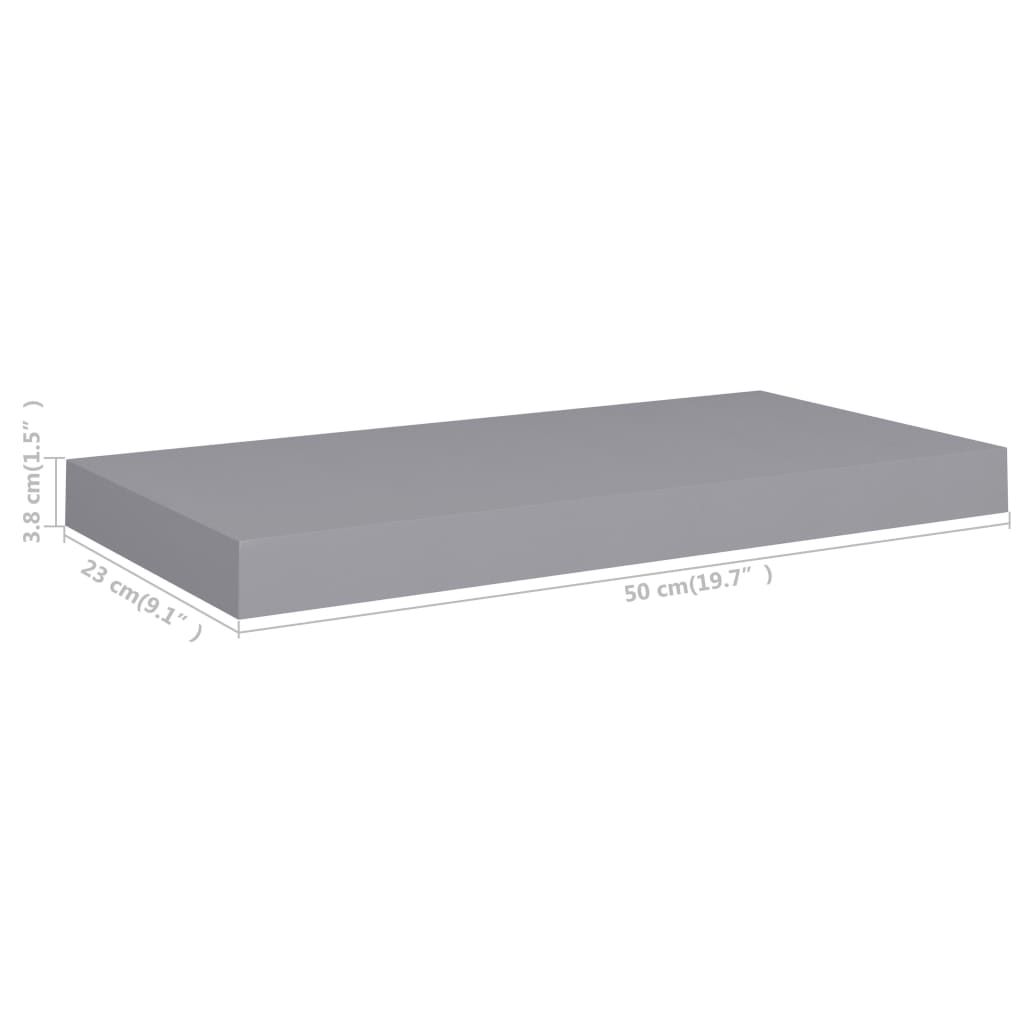 vidaXL Ράφι Τοίχου Γκρι 50x23x3,8 εκ. MDF