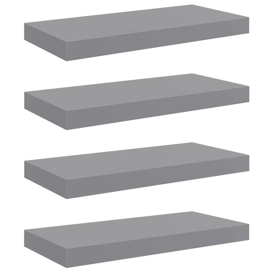vidaXL Ράφια Τοίχου 4 τεμ. Γκρι 50x23,5x3,8 εκ. MDF
