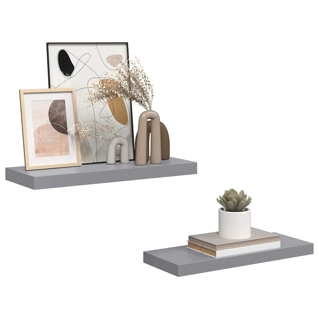 vidaXL Ράφια Τοίχου 2 τεμ. Γκρι 60 x 23,5 x 3,8 εκ. MDF
