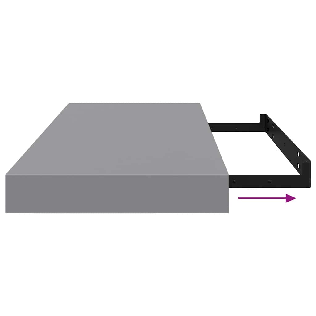 vidaXL Ράφια Τοίχου 2 τεμ. Γκρι 60 x 23,5 x 3,8 εκ. MDF