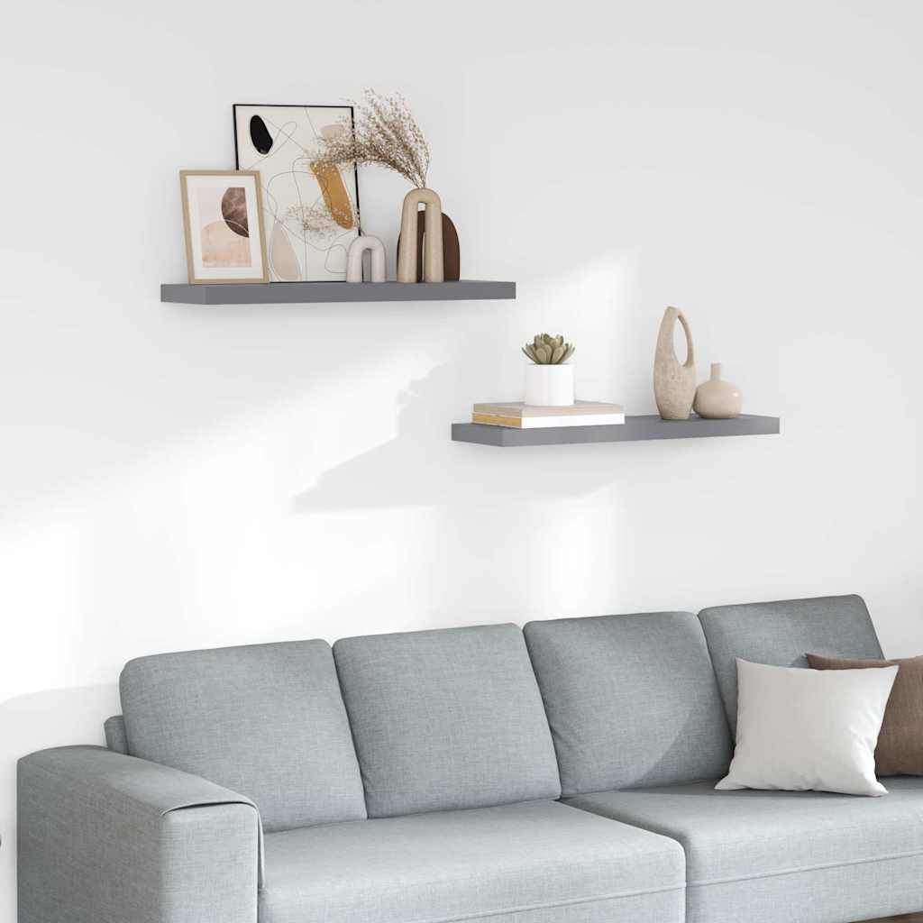 vidaXL Ράφια Τοίχου 2 τεμ. Γκρι 80x23,5x3,8 εκ. MDF