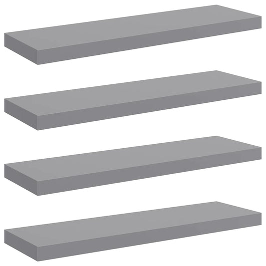 vidaXLΡάφια Τοίχου 4 τεμ. Γκρι 80x23,5x3,8 εκ. MDF