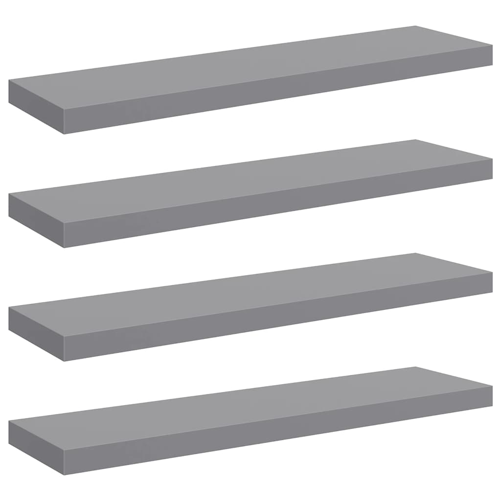 vidaXL Ράφια Τοίχου 4 τεμ. Γκρι 90x23,5x3,8 εκ. MDF
