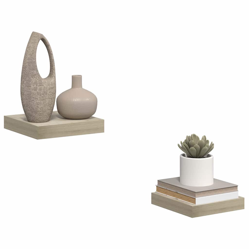 vidaXL Ράφια Τοίχου 2 τεμ. Χρώμα Δρυός 23x23,5x3,8 εκ. MDF