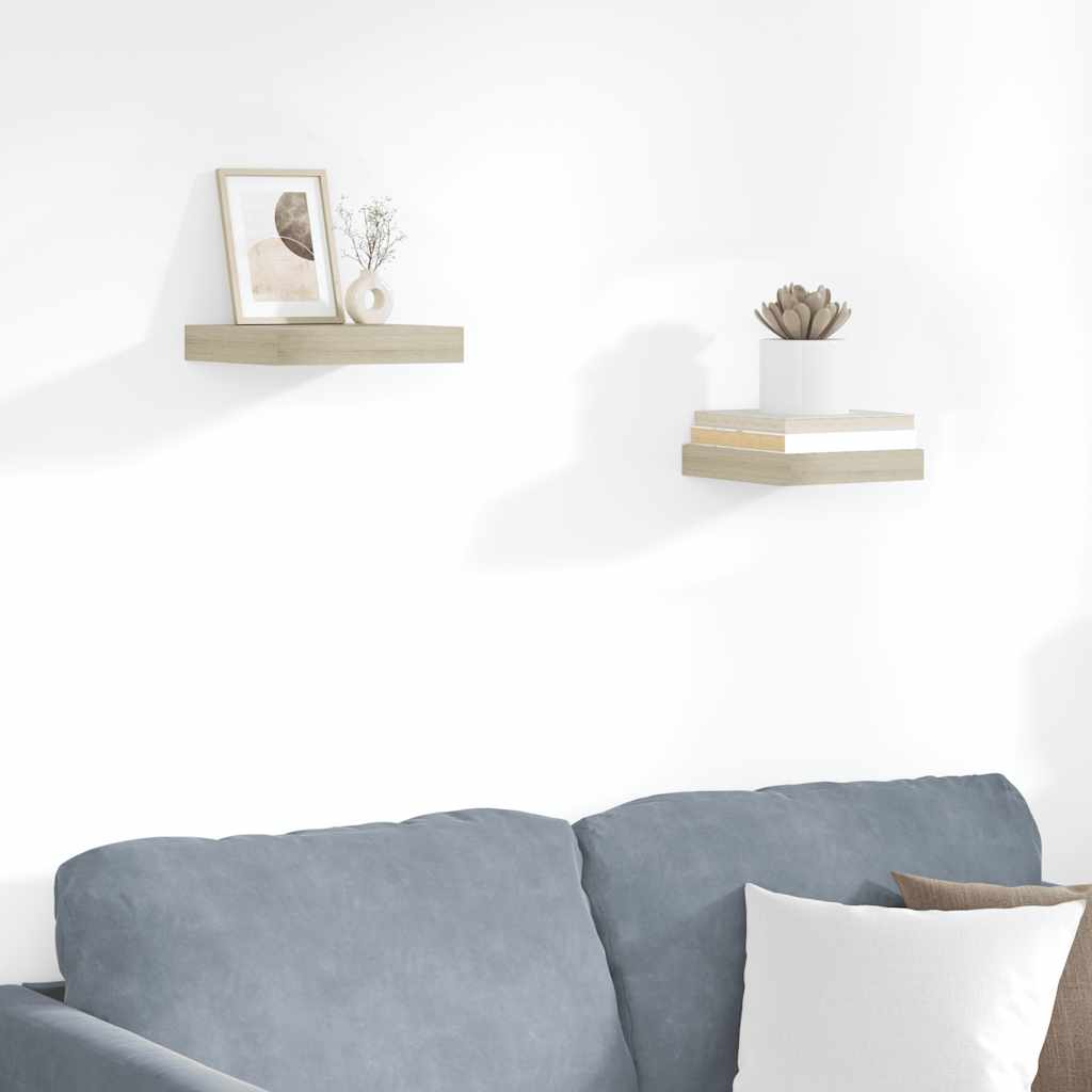 vidaXL Ράφια Τοίχου 2 τεμ. Χρώμα Δρυός 23x23,5x3,8 εκ. MDF