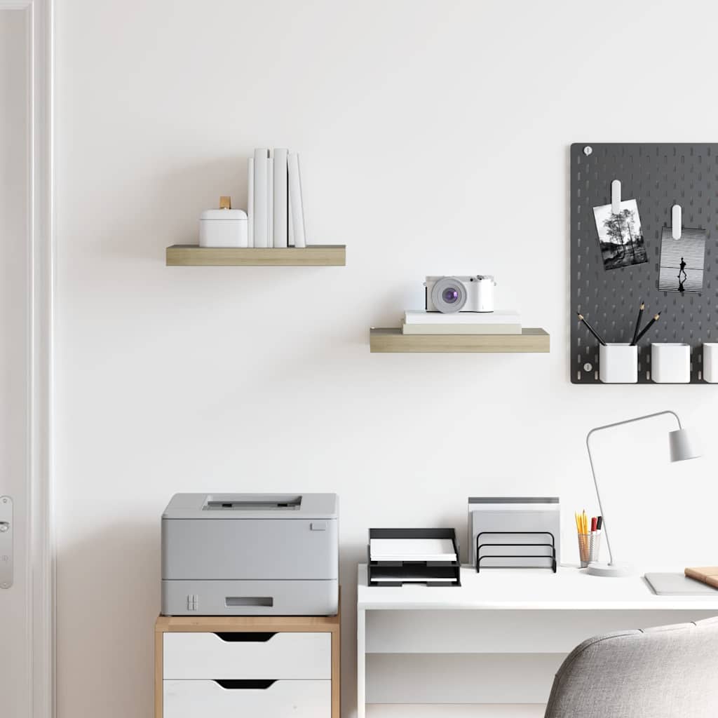 vidaXL Ράφια Τοίχου 2 τεμ. Χρώμα Δρυός 40x23,5x3,8 εκ. MDF
