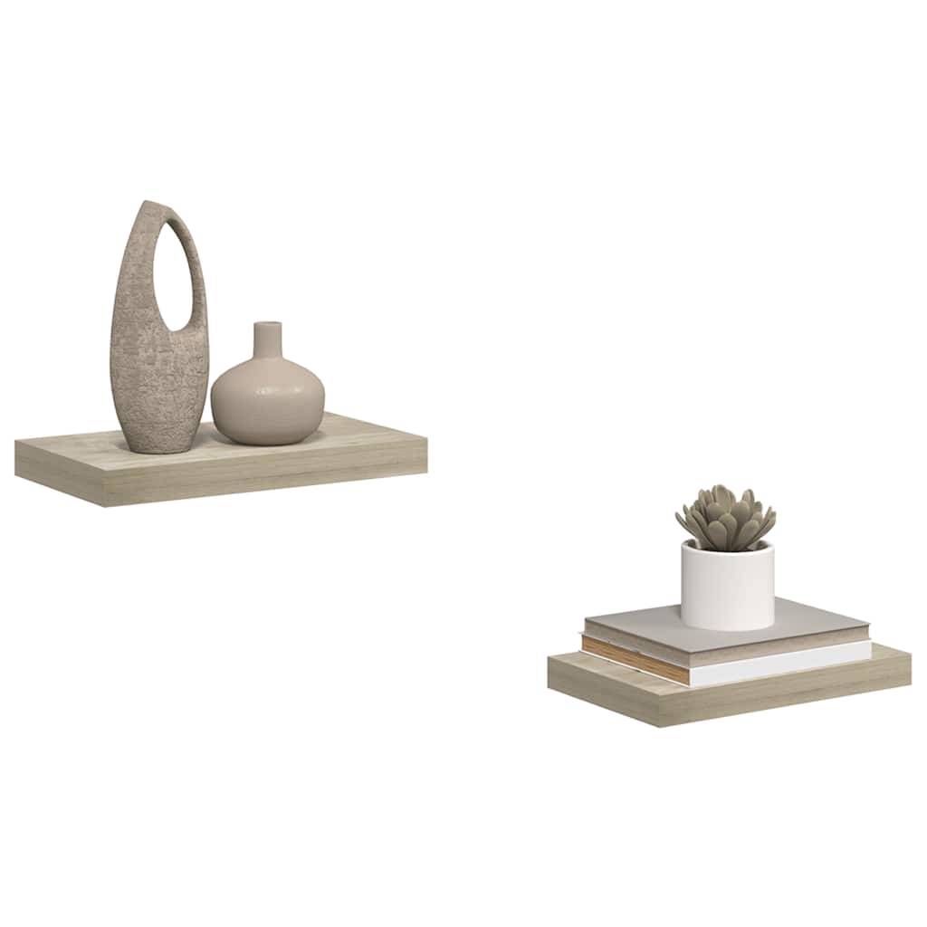 vidaXL Ράφια Τοίχου 2 τεμ. Χρώμα Δρυός 40x23,5x3,8 εκ. MDF