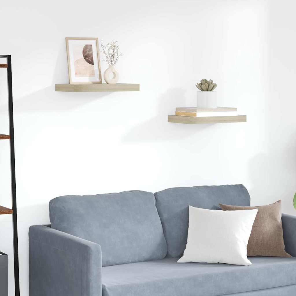 vidaXL Ράφια Τοίχου 2 τεμ. Χρώμα Δρυός 40x23,5x3,8 εκ. MDF