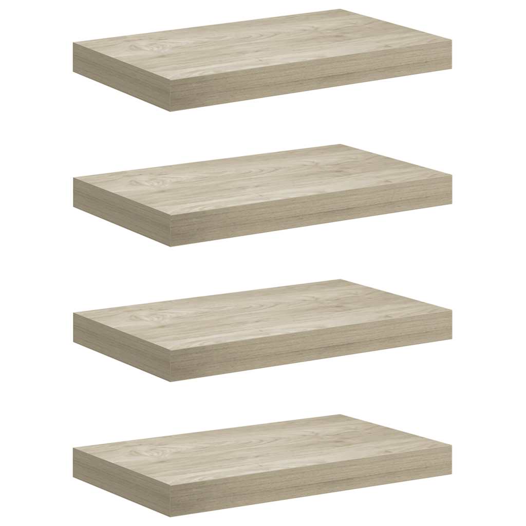 vidaXL Ράφια Τοίχου 4 τεμ. Χρώμα Δρυός 40x23,5x3,8 εκ. MDF
