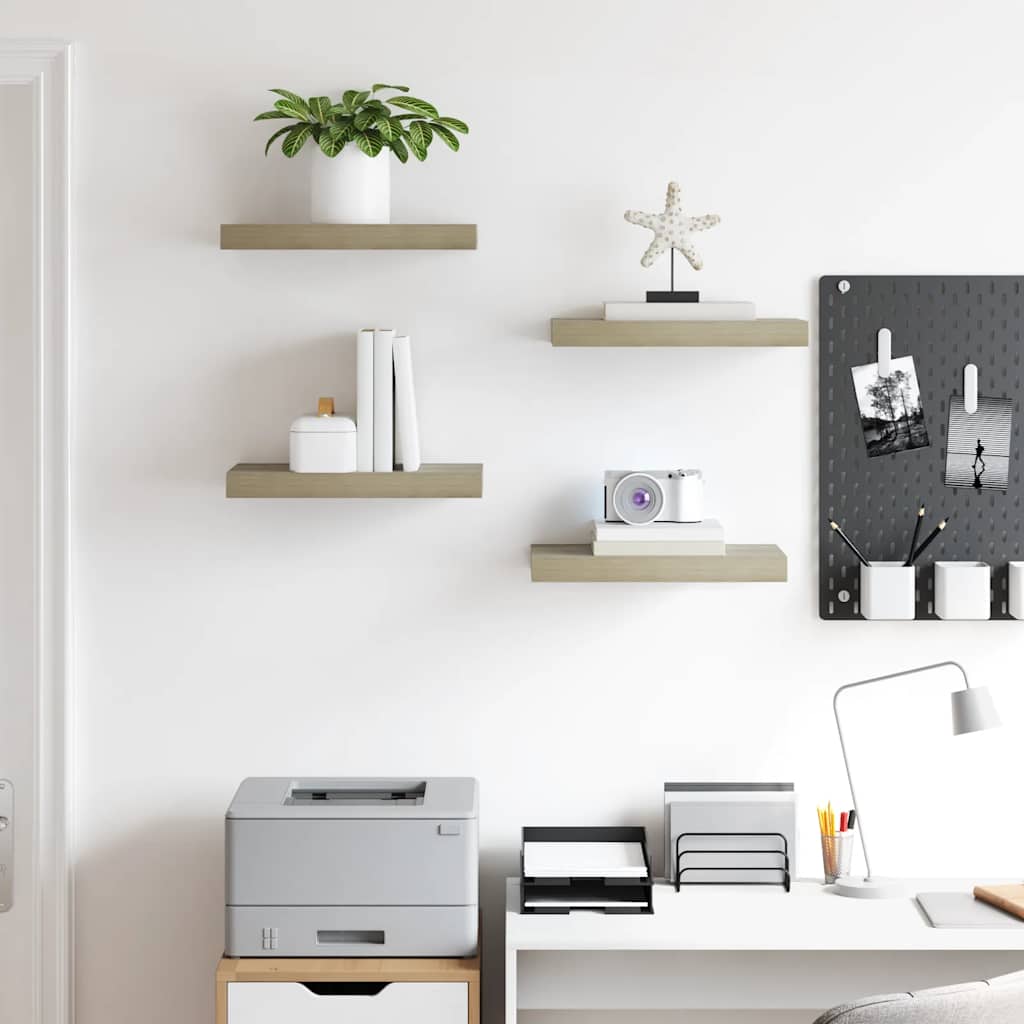 vidaXL Ράφια Τοίχου 4 τεμ. Χρώμα Δρυός 40x23,5x3,8 εκ. MDF