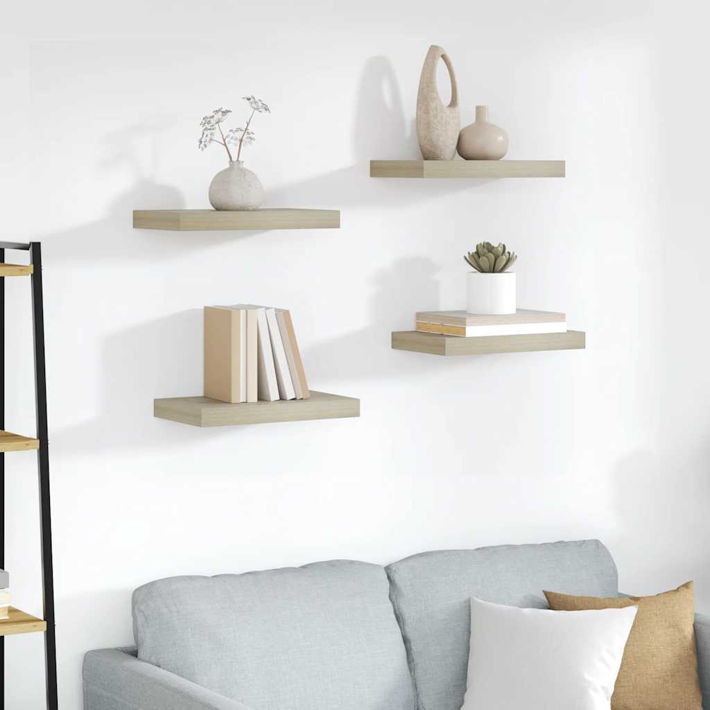 vidaXL Ράφια Τοίχου 4 τεμ. Χρώμα Δρυός 40x23,5x3,8 εκ. MDF