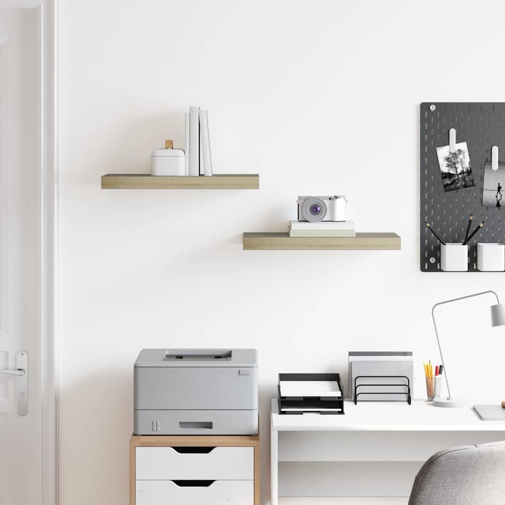 vidaXL Ράφια Τοίχου 2 τεμ. Χρώμα Δρυός 50x23,5x3,8 εκ. MDF