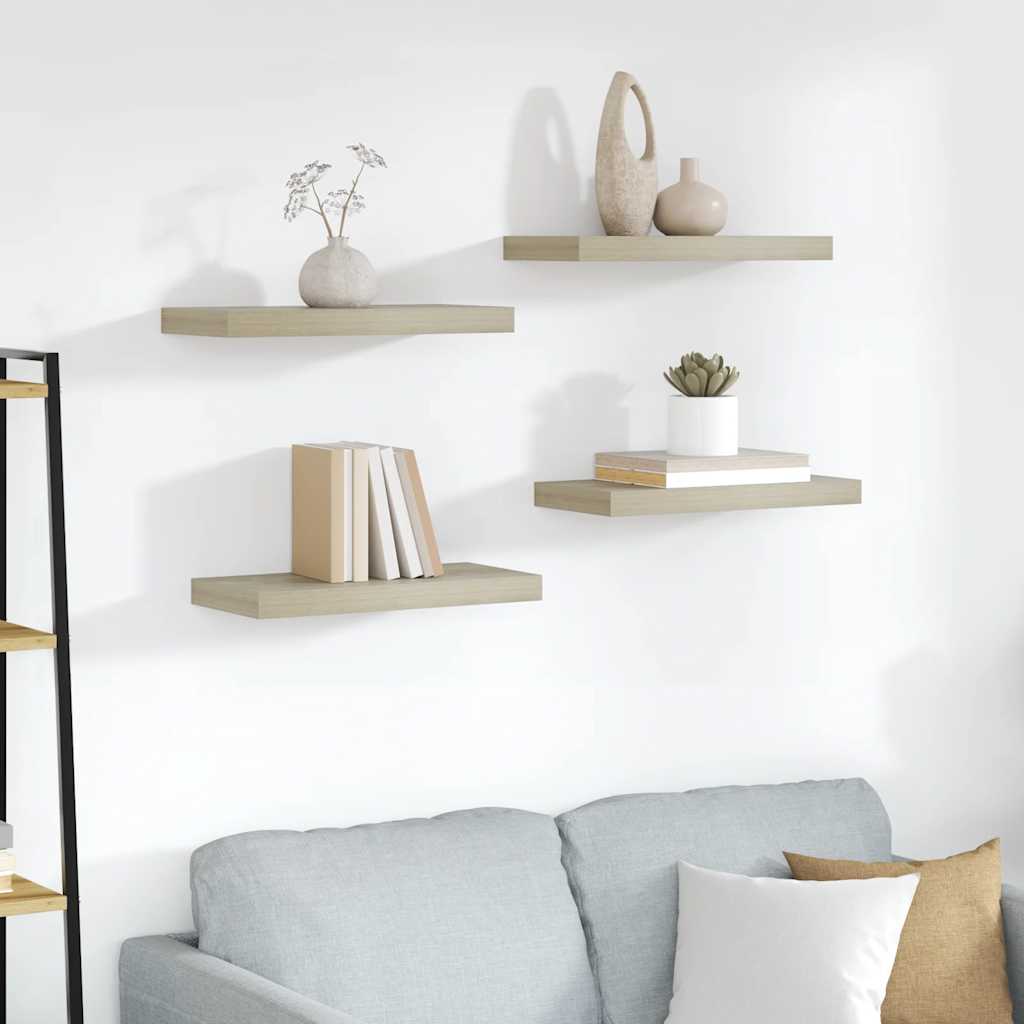vidaXL Ράφια Τοίχου 4 τεμ. Χρώμα Δρυός 50x23x3,8 εκ. MDF