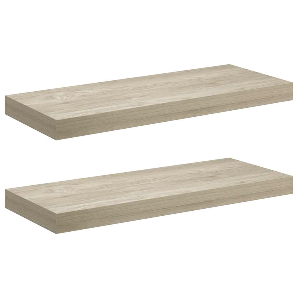 vidaXL Ράφια Τοίχου 2 τεμ. Χρώμα Δρυός 60x23,5x3,8 εκ. MDF