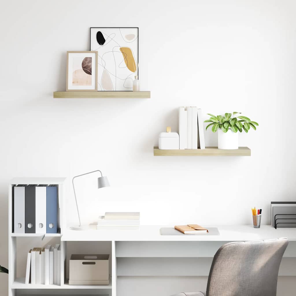 vidaXL Ράφια Τοίχου 2 τεμ. Χρώμα Δρυός 60x23,5x3,8 εκ. MDF