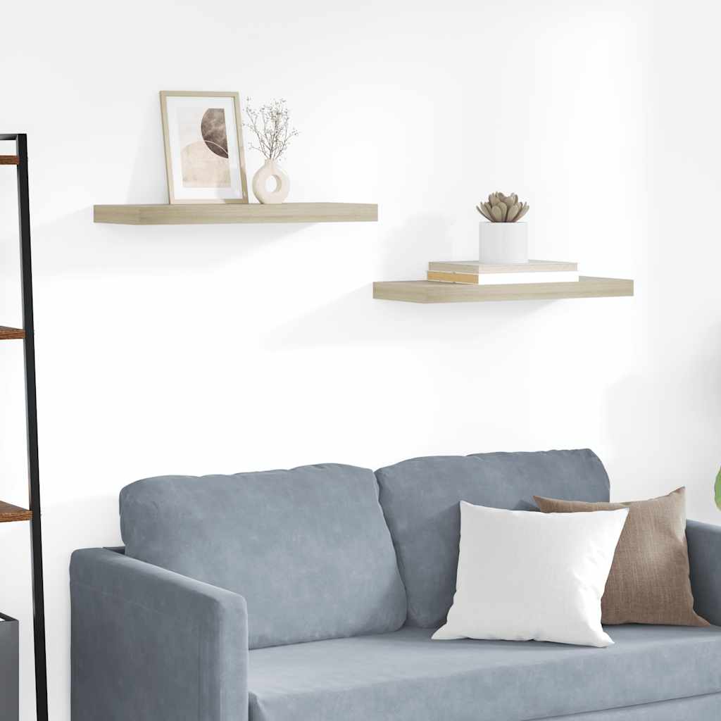 vidaXL Ράφια Τοίχου 2 τεμ. Χρώμα Δρυός 60x23,5x3,8 εκ. MDF