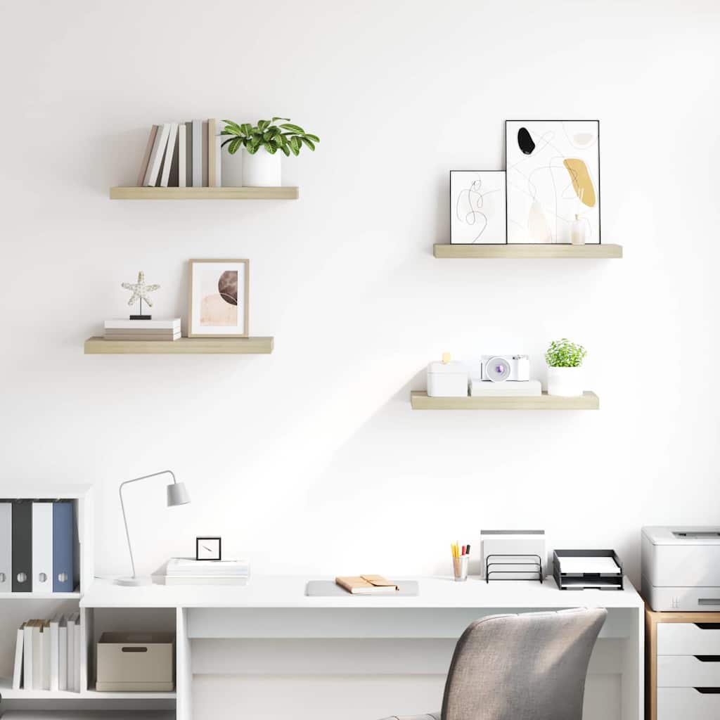 vidaXL Ράφια Τοίχου 4 τεμ. Χρώμα Δρυός 60x23,5x3,8 εκ. MDF