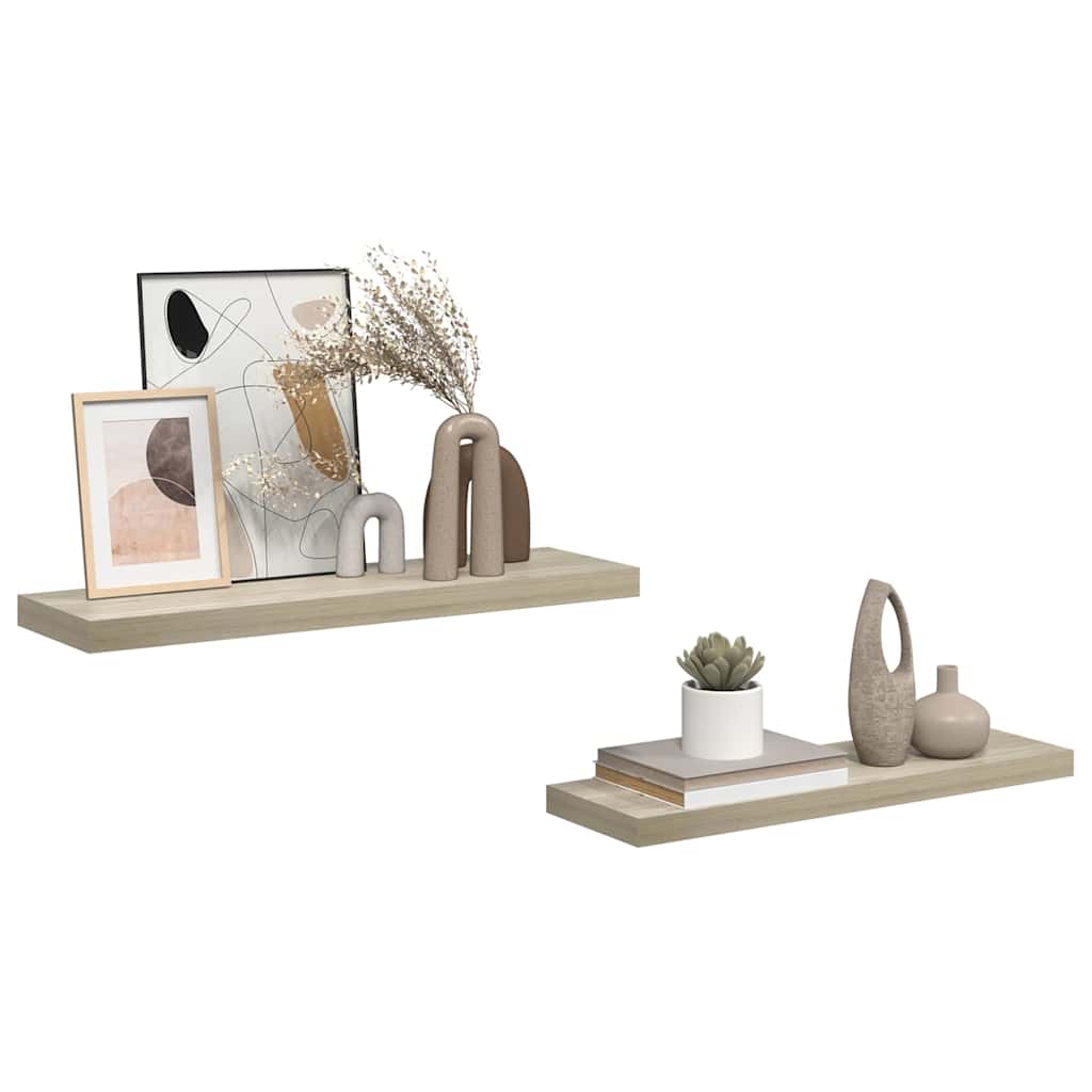 vidaXL Ράφια Τοίχου 2 τεμ. Χρώμα Δρυός 80x23,5x3,8 εκ. MDF