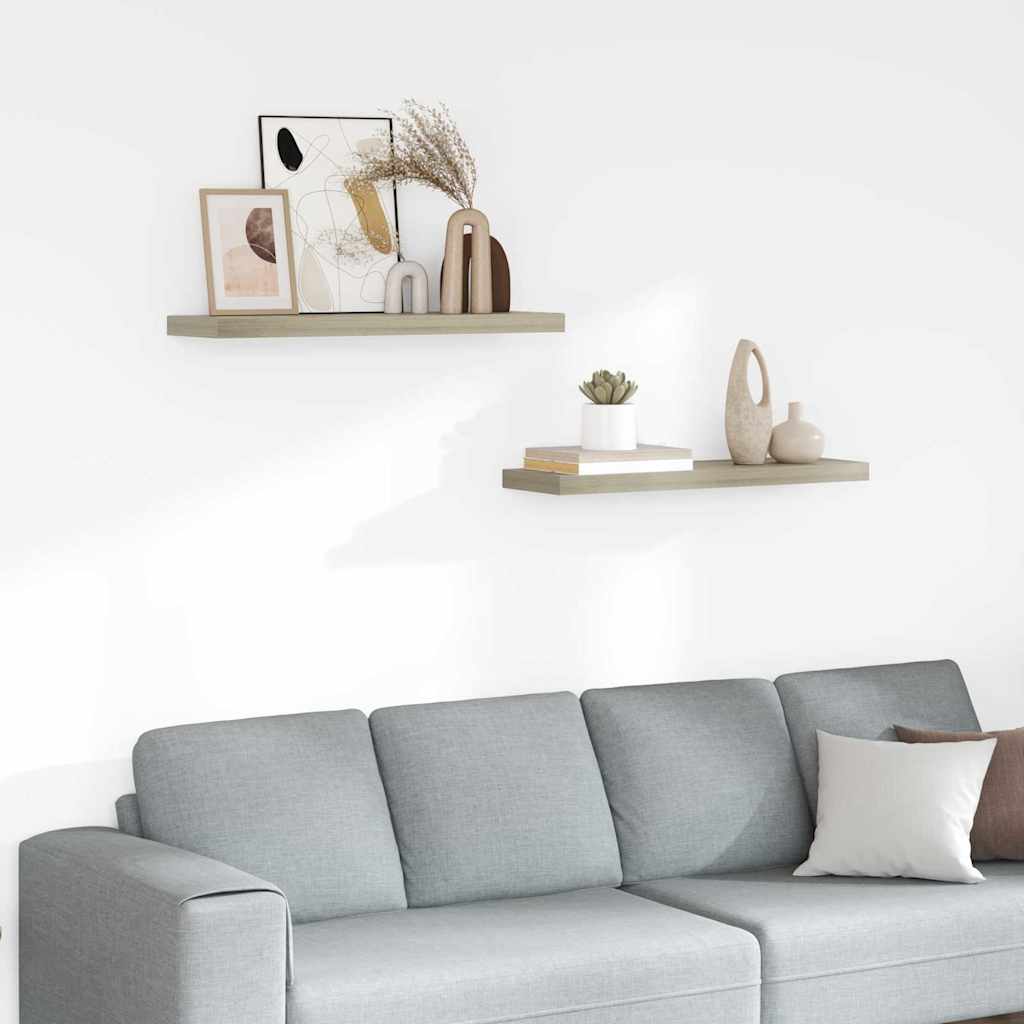 vidaXL Ράφια Τοίχου 2 τεμ. Χρώμα Δρυός 80x23,5x3,8 εκ. MDF
