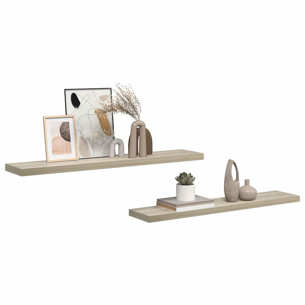 vidaXL Ράφια Τοίχου 2 τεμ. Χρώμα Δρυός 120 x 23,5 x 3,8 εκ. MDF