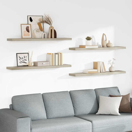 vidaXL Ράφια Τοίχου 4 τεμ. Χρώμα Δρυός 120 x 23,5 x 3,8 εκ. MDF
