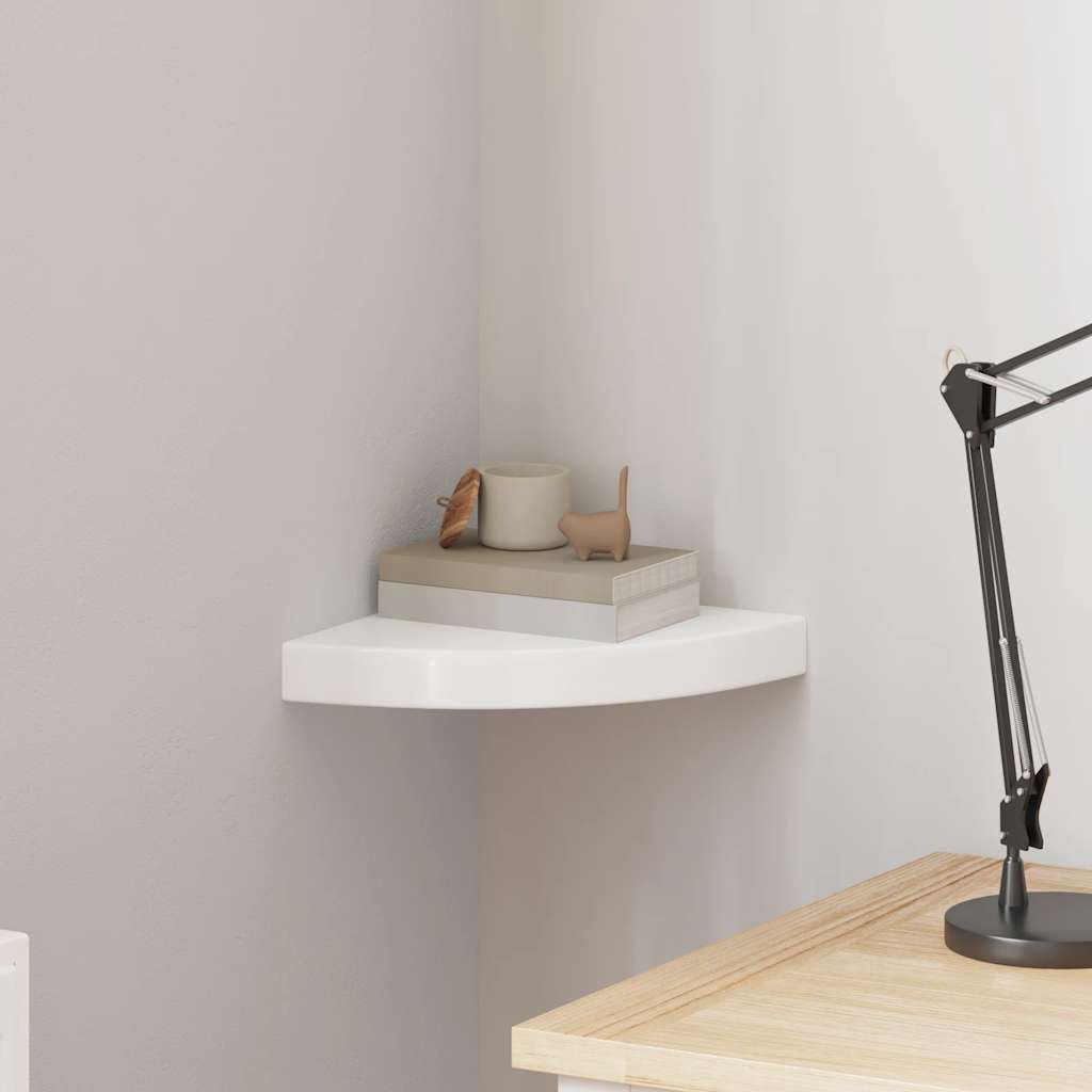 vidaXL Ράφι Γωνίας Πλωτή Γυαλιστερή Λευκή 25x25x3,8 εκ. από MDF