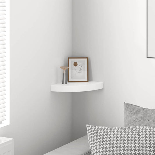 vidaXL Ράφι Γωνίας Πλωτή Γυαλιστερή Λευκή 25x25x3,8 εκ. από MDF