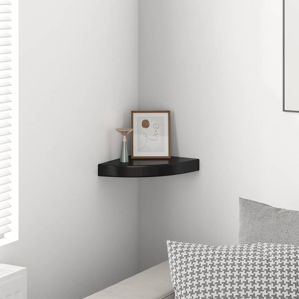 vidaXL Ράφι Τοίχου Γωνιακό Γυαλιστερό Μαύρο 25 x 25 x 3,8 εκ. από MDF