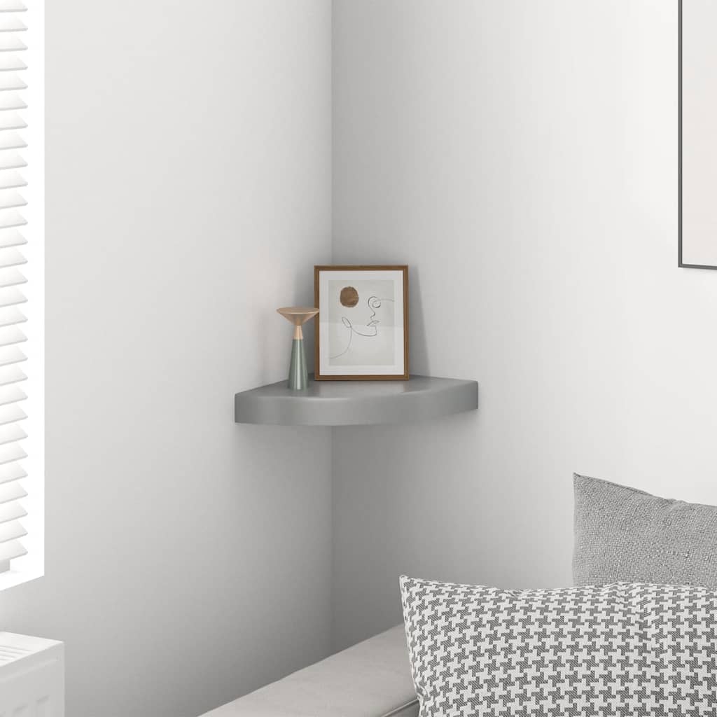 vidaXL Ράφι Τοίχου Γωνιακό Γυαλιστερό Γκρι 25 x 25 x 3,8 εκ. από MDF