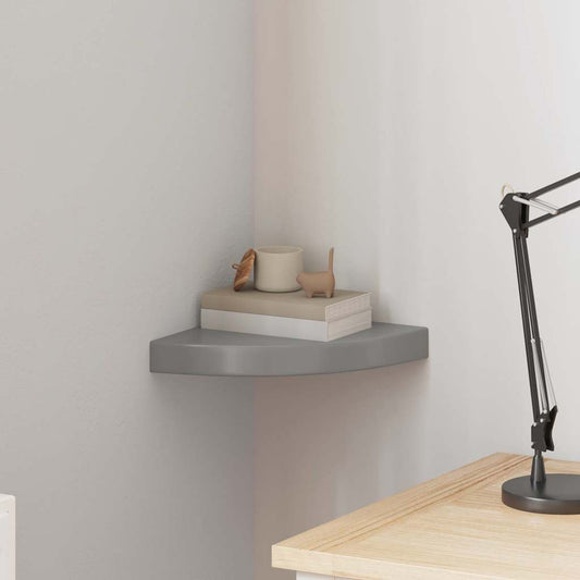 vidaXL Ράφι Τοίχου Γωνιακό Γυαλιστερό Γκρι 25 x 25 x 3,8 εκ. από MDF
