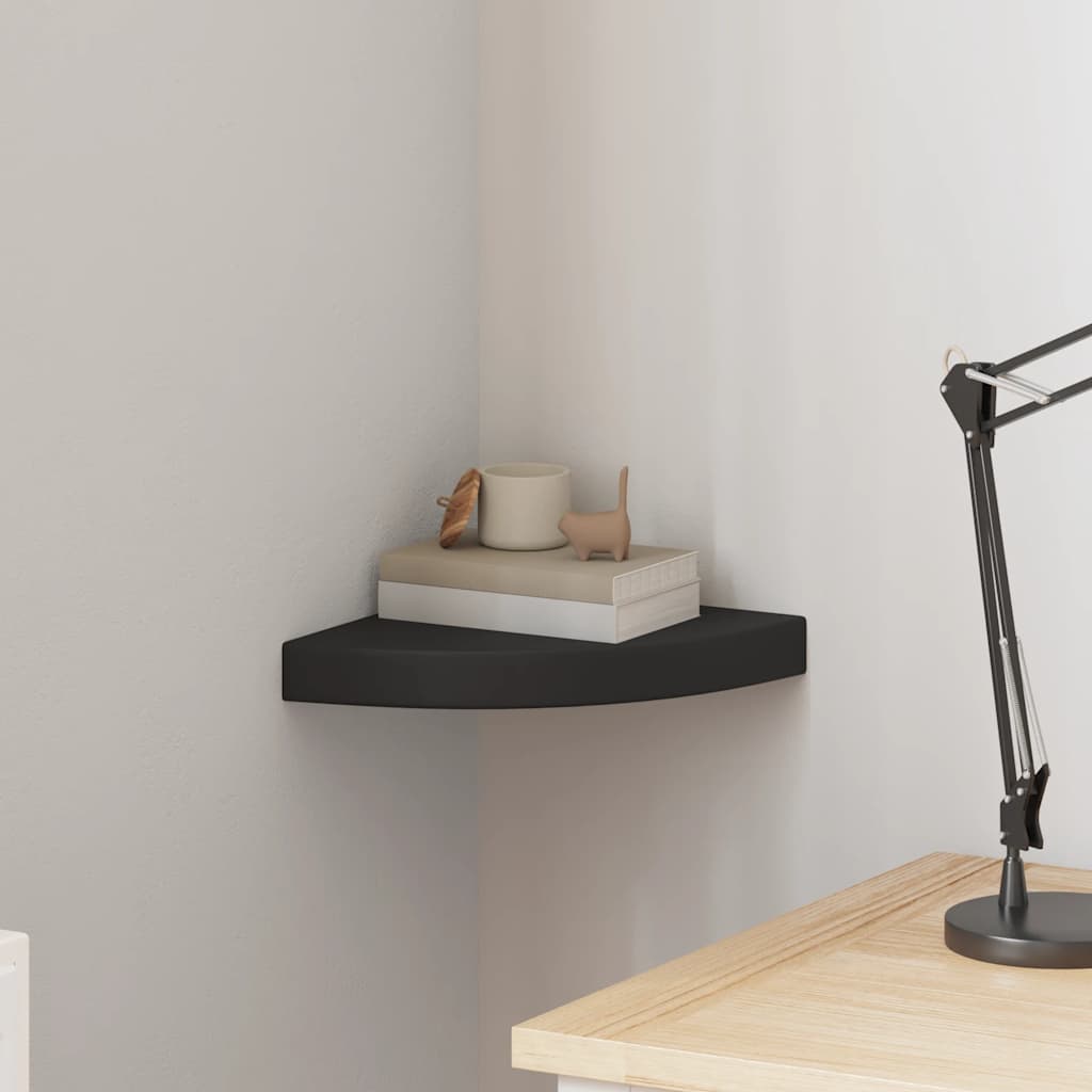 vidaXL Ράφι Τοίχου Γωνιακό Μαύρο 25 x 25 x 3,8 εκ. από MDF