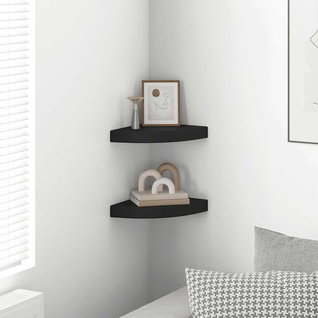 vidaXL Ράφια Τοίχου 2 τεμ. Μαύρα 25x25x3,8 εκ. από MDF