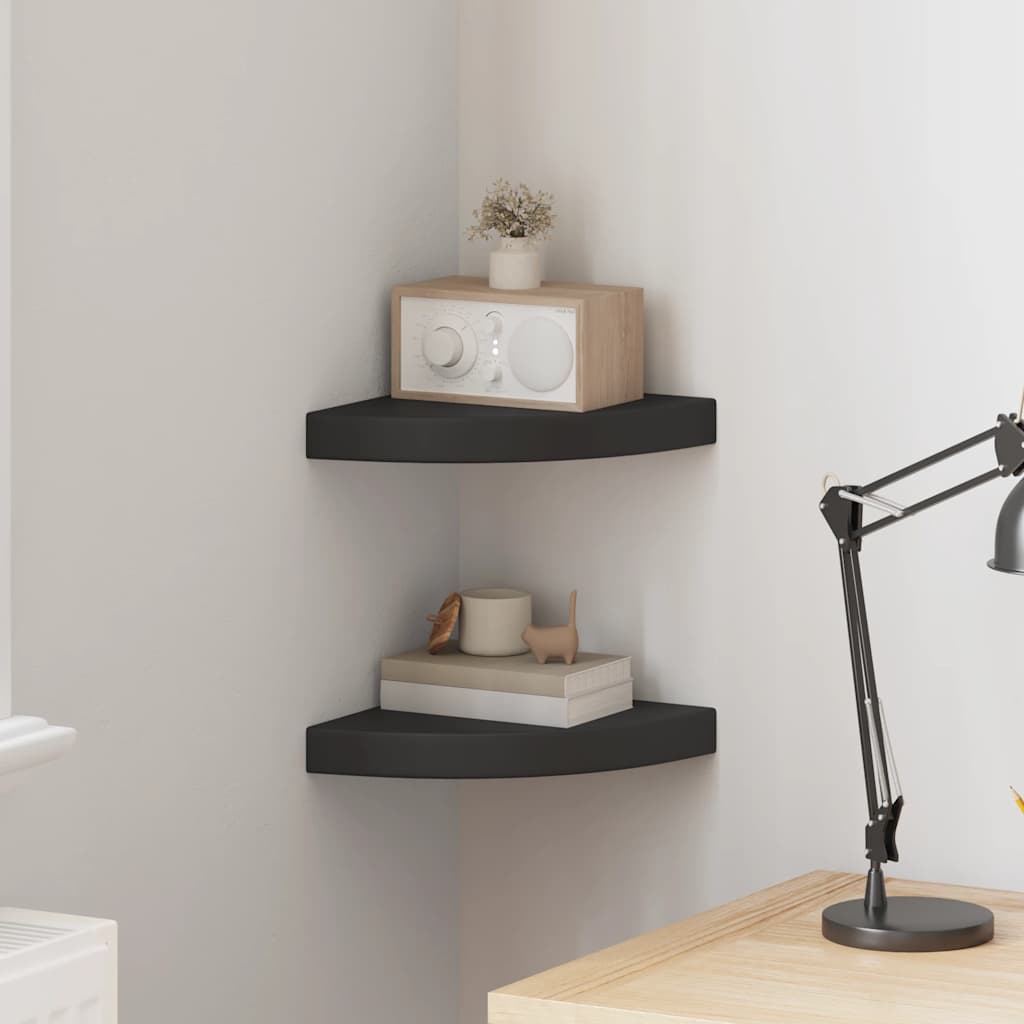 vidaXL Ράφια Τοίχου 2 τεμ. Μαύρα 25x25x3,8 εκ. από MDF