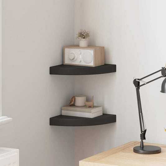 vidaXL Ράφια Τοίχου 2 τεμ. Μαύρα 25x25x3,8 εκ. από MDF