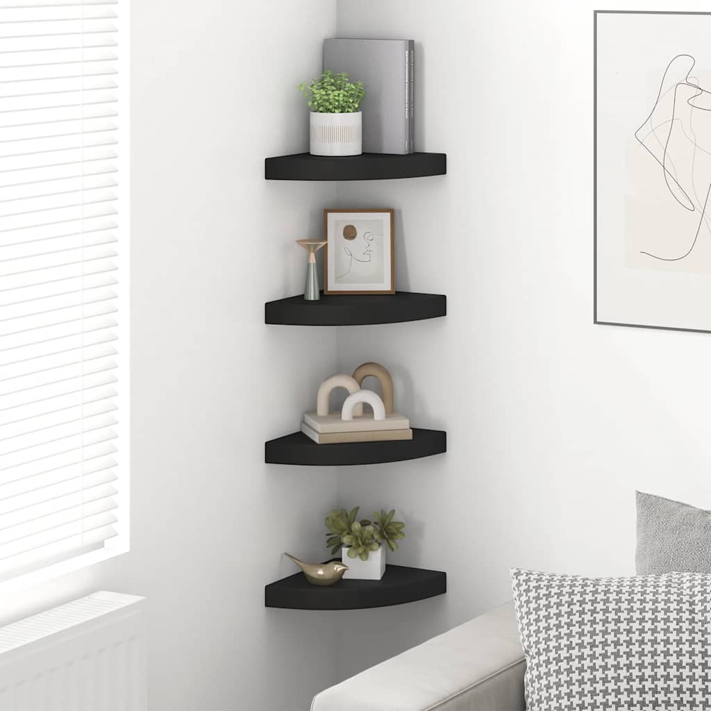 vidaXL Ράφια Τοίχου 4 τεμ. Μαύρα 25x25x3,8 εκ. από MDF
