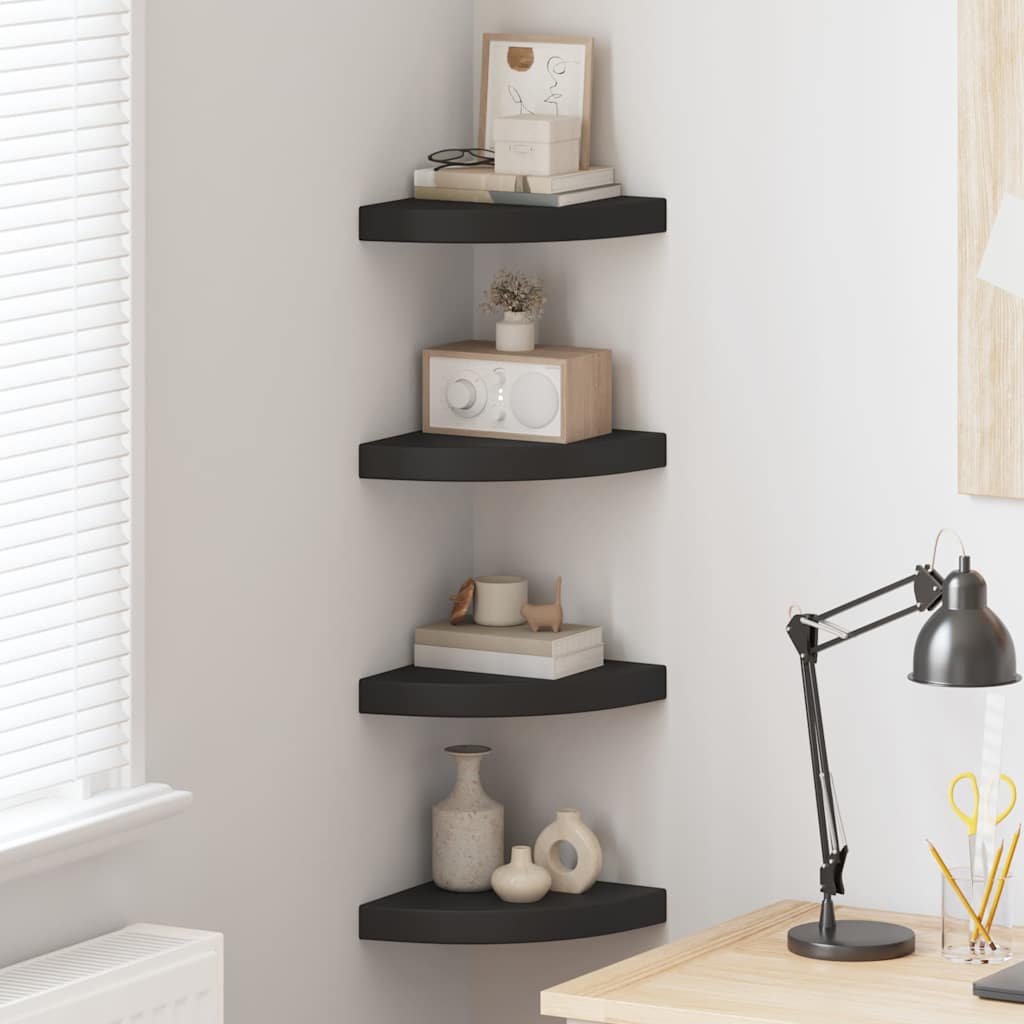 vidaXL Ράφια Τοίχου 4 τεμ. Μαύρα 25x25x3,8 εκ. από MDF