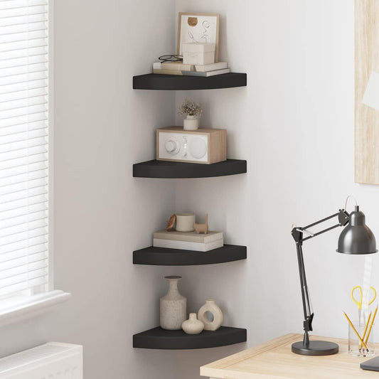 vidaXL Ράφια Τοίχου 4 τεμ. Μαύρα 25x25x3,8 εκ. από MDF