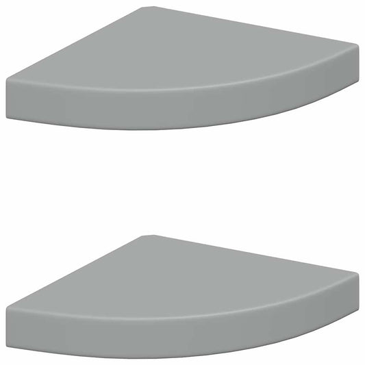 vidaXL Ράφια Τοίχου Γωνιακά 2 τεμ. Γκρι 25x25x3,8 εκ. MDF