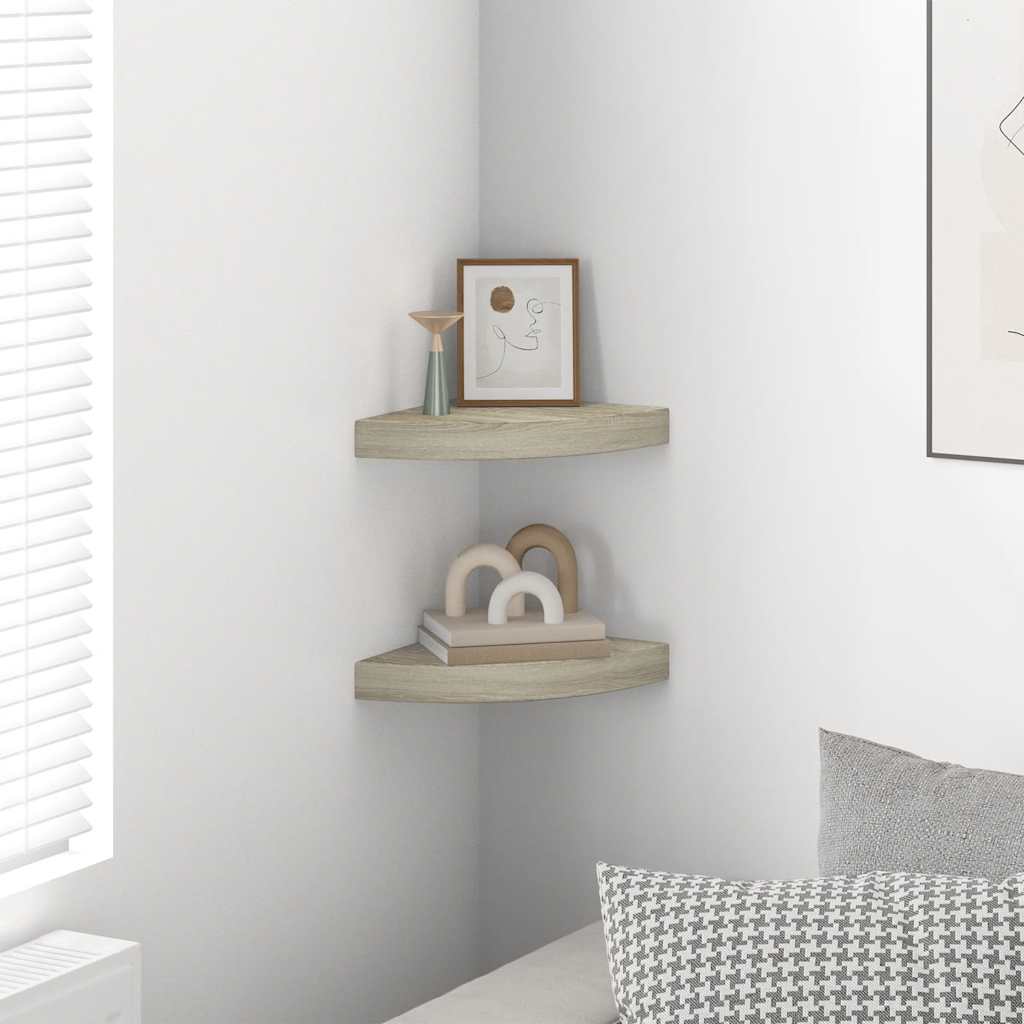 vidaXL Ράφια Τοίχου 2 τεμ. Χρώμα Δρυός 25x25x3,8 εκ. από MDF