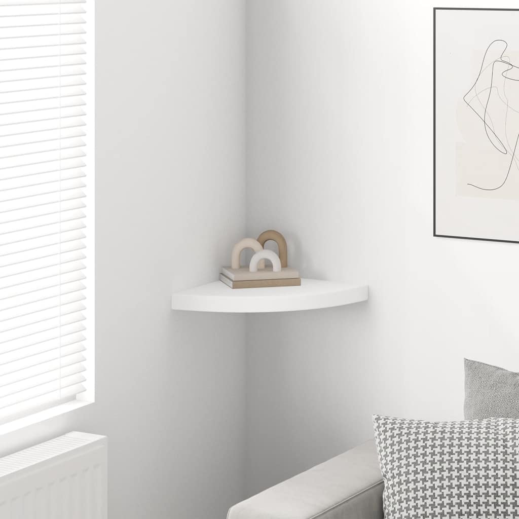 vidaXL Ράφι Γωνίας Πλωτή Λευκή 35x35x3,8 εκ. από MDF