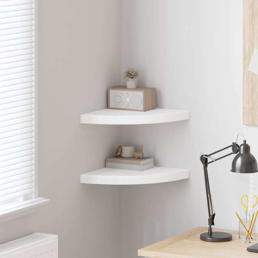vidaXL Ράφια Γωνίας Πλευράς 2 τεμ. Λευκά 35x35x3,8 εκ. από MDF