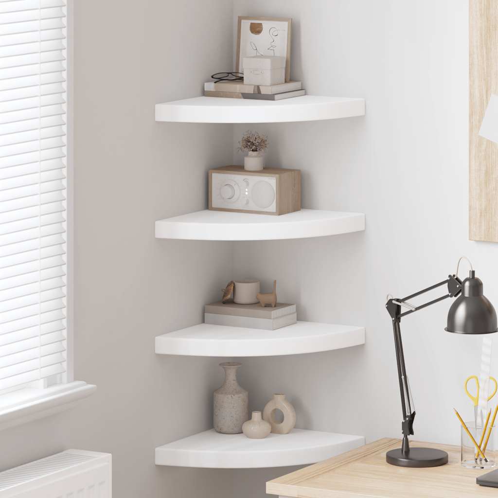 vidaXL Ράφια Τοίχου Γωνιακά 4 τεμ. Άσπρα 35x35x3,8 εκ. MDF